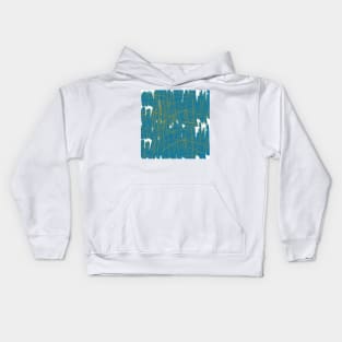 abstract turquoise and yellow lines Kids Hoodie